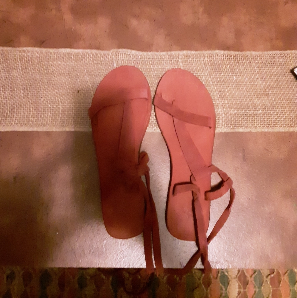 Free People Bohemian tie up leg sandal.